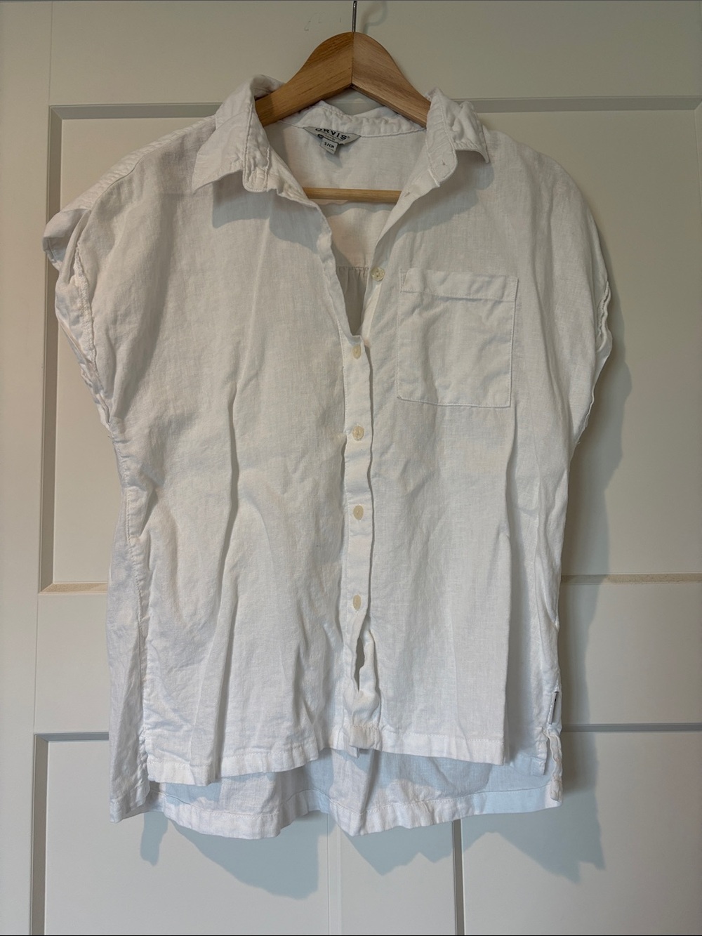 Orvis White Linen Button-Down Shirt